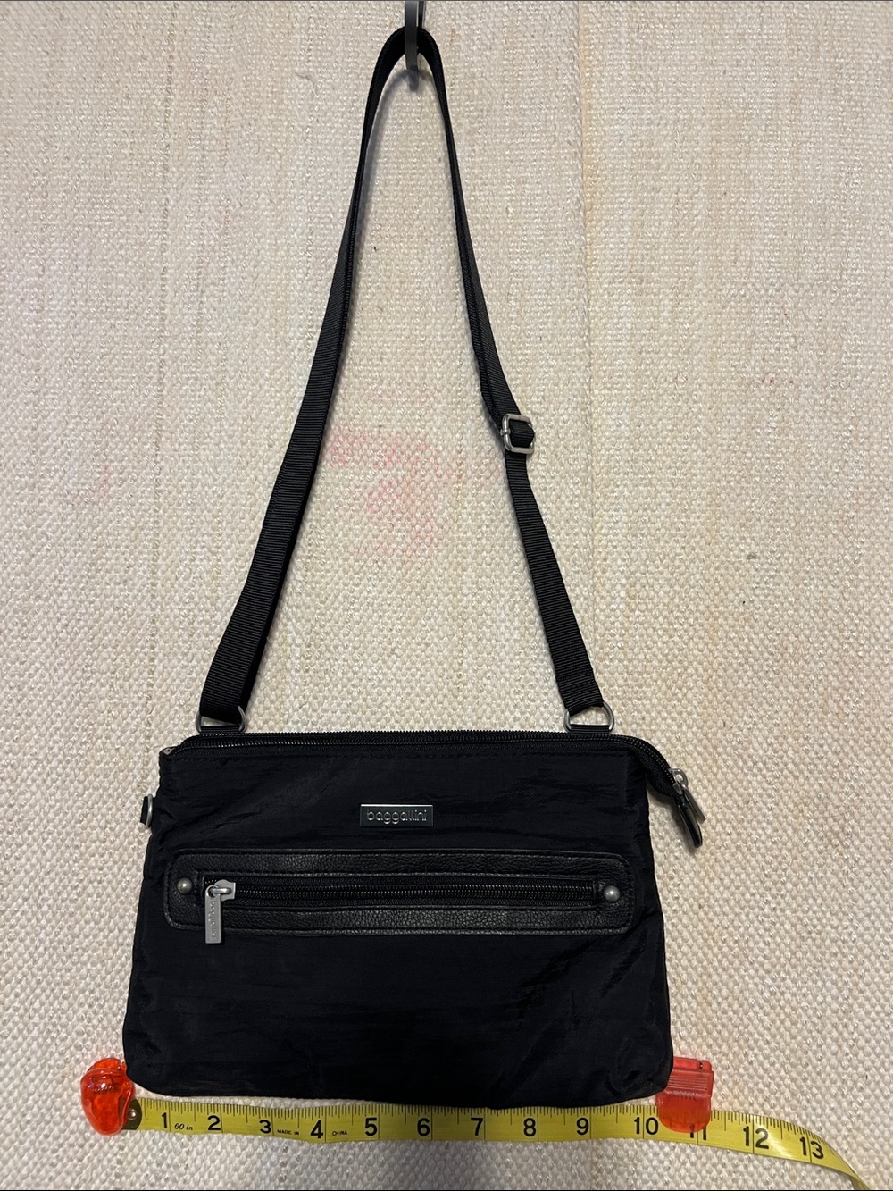 Small Baggallini Black Nylon Crossbody with Front Zip Pocket